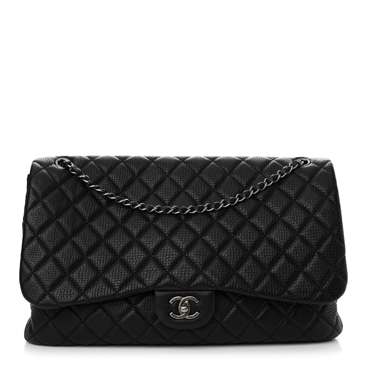Chanel Grained Calfskin Quilted Small XXL Travel Flap Bag Black 1 of 11