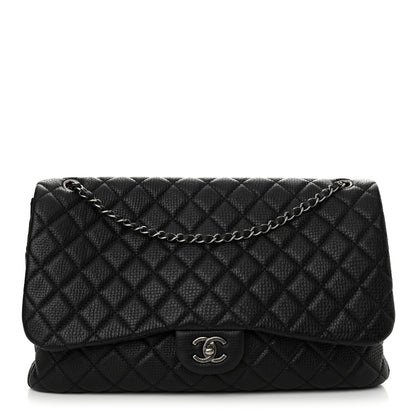 Chanel Grained Calfskin Quilted Small XXL Travel Flap Bag Black 1 of 11