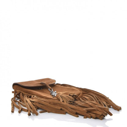 Saint Laurent Suede Fringe Toy Monogram Anita Crossbody Bag Light Ocre 4 of 8