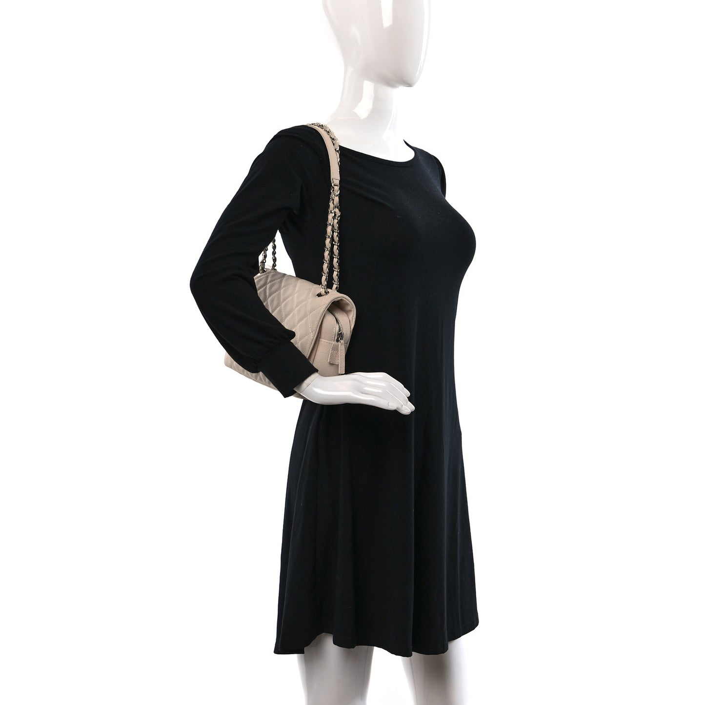 Caviar Quilted Medium Casual Journey Flap Ivory