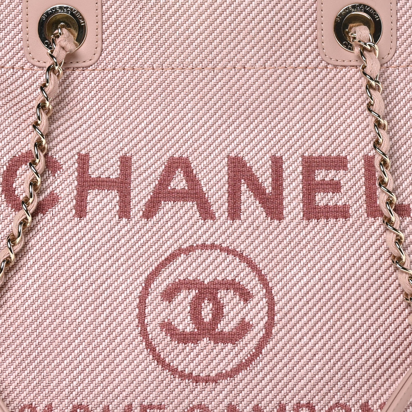 Mixed Fibers Calfskin Small Deauville Tote Rose Pink