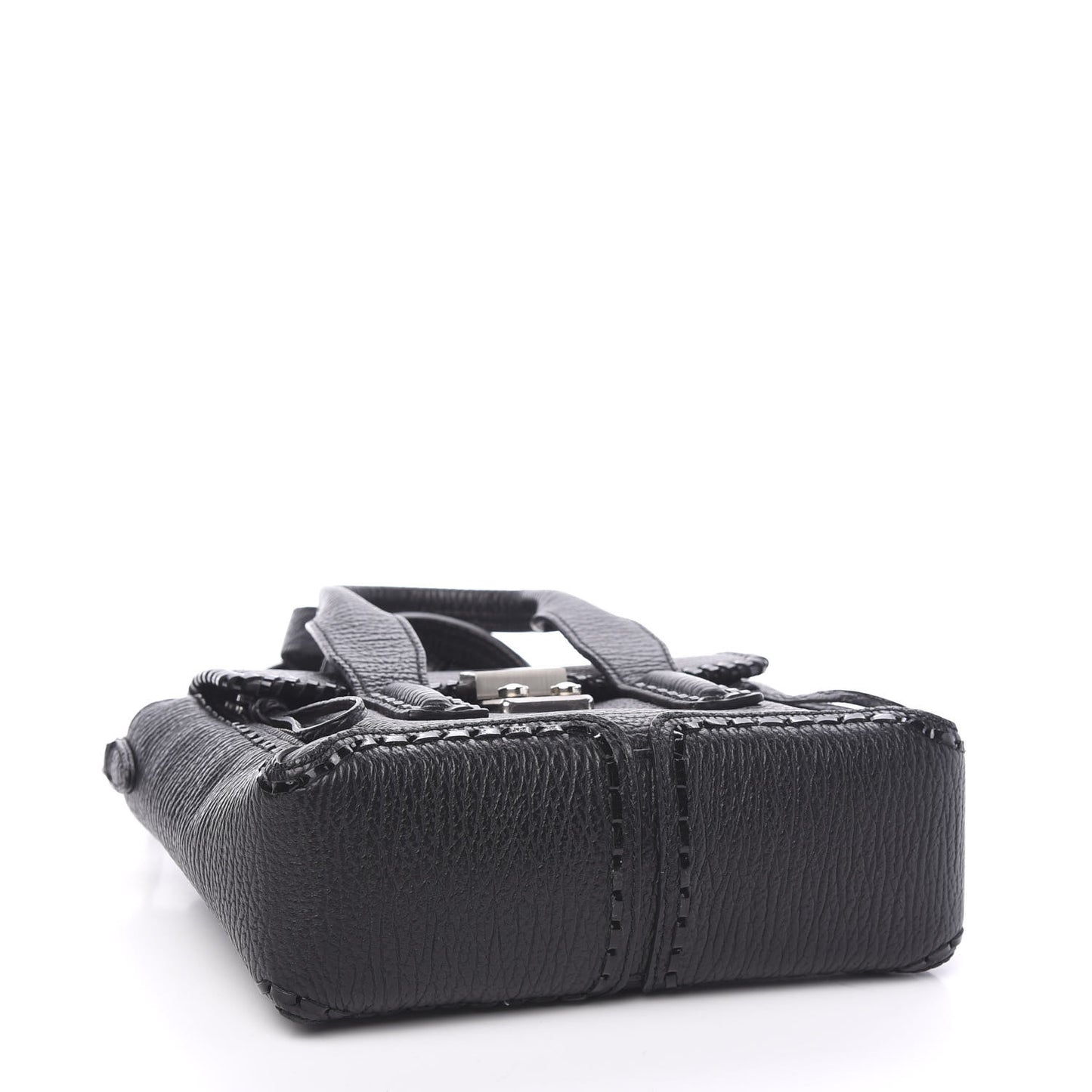 3.1 Textured Calfskin Mini Whipstitch Pashli Satchel Black