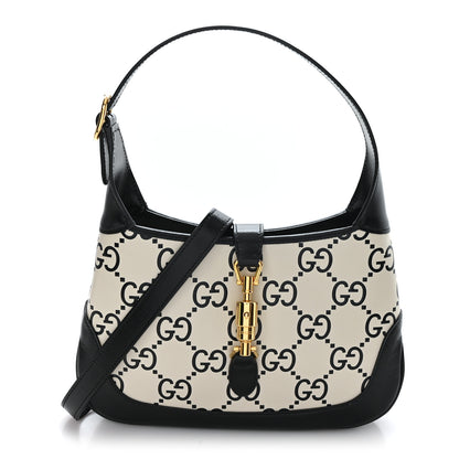 Gucci Azalea Calfskin GG Monogram Bi-Color Debossed Small Jackie 1961 Hobo Mystic White Black 1 of 10