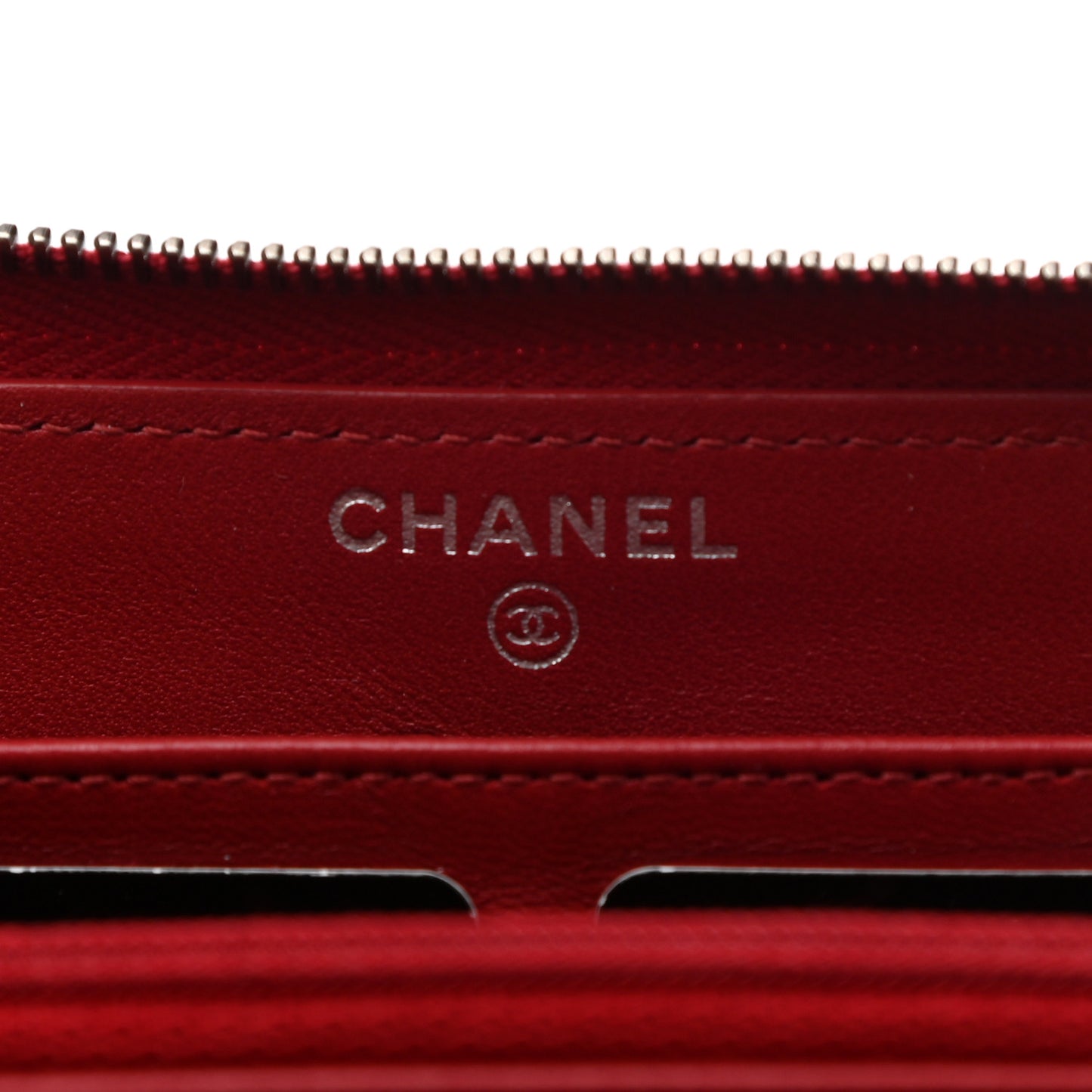Lambskin Quilted Large Gusset Zip Around Wallet Red