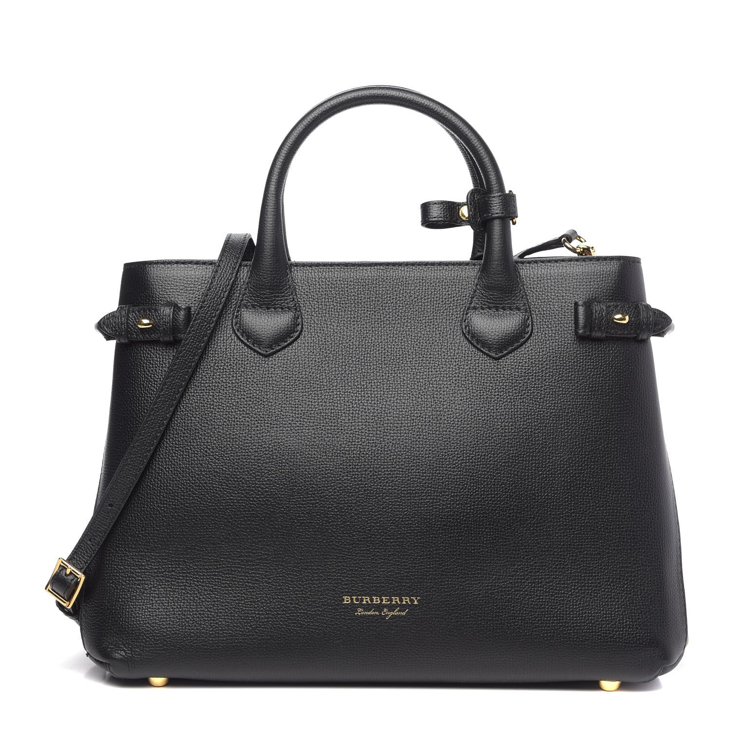 Burberry Derby Calfskin House Check Medium Banner Tote Black 1 of 11