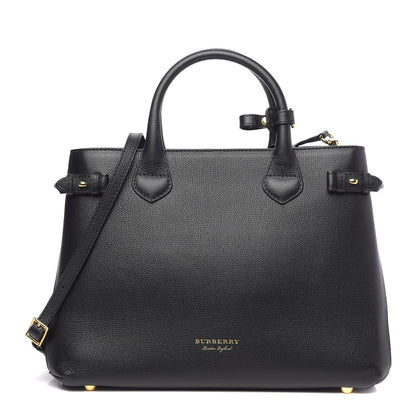 Burberry Derby Calfskin House Check Medium Banner Tote Black 1 of 11