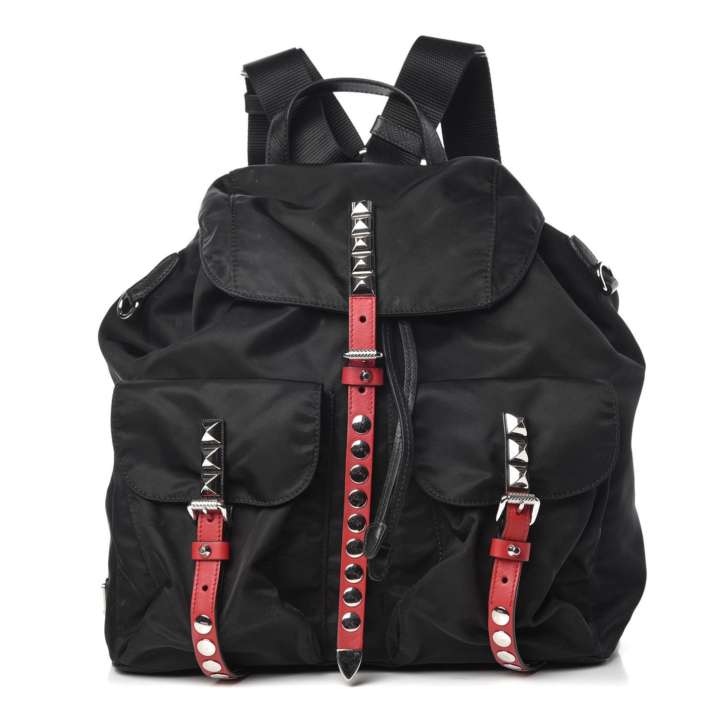 Nylon New Vela Studded Backpack Black Fuoco