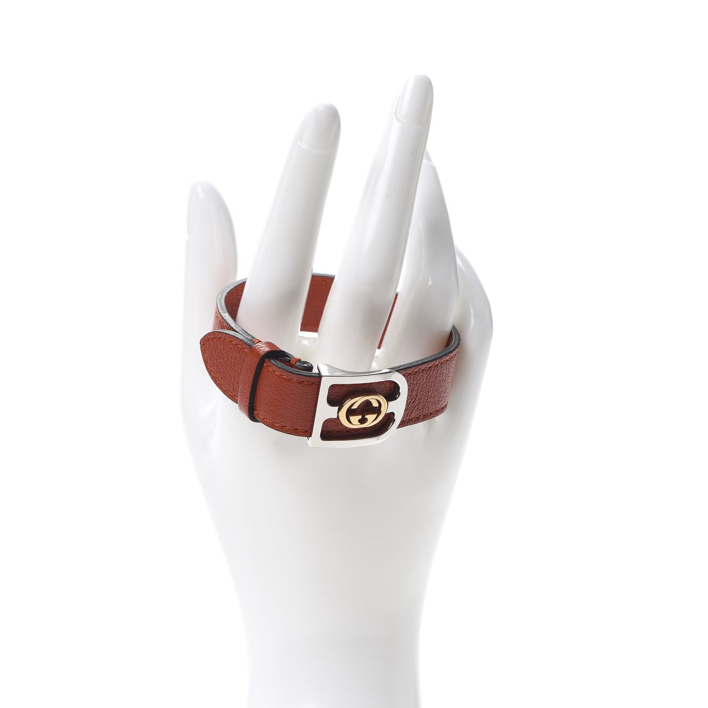 Stainless Steel 18K Yellow Gold Calfskin Interlocking G Bracelet Orange