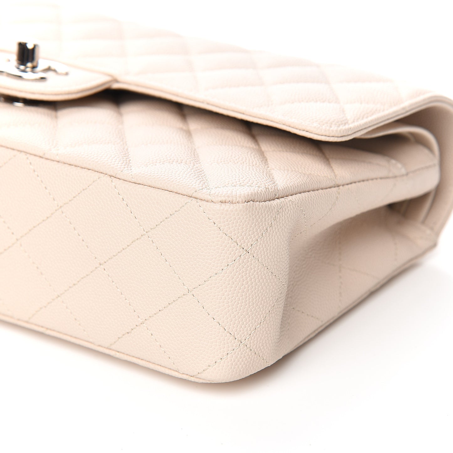 Caviar Quilted Medium Double Flap Ivory