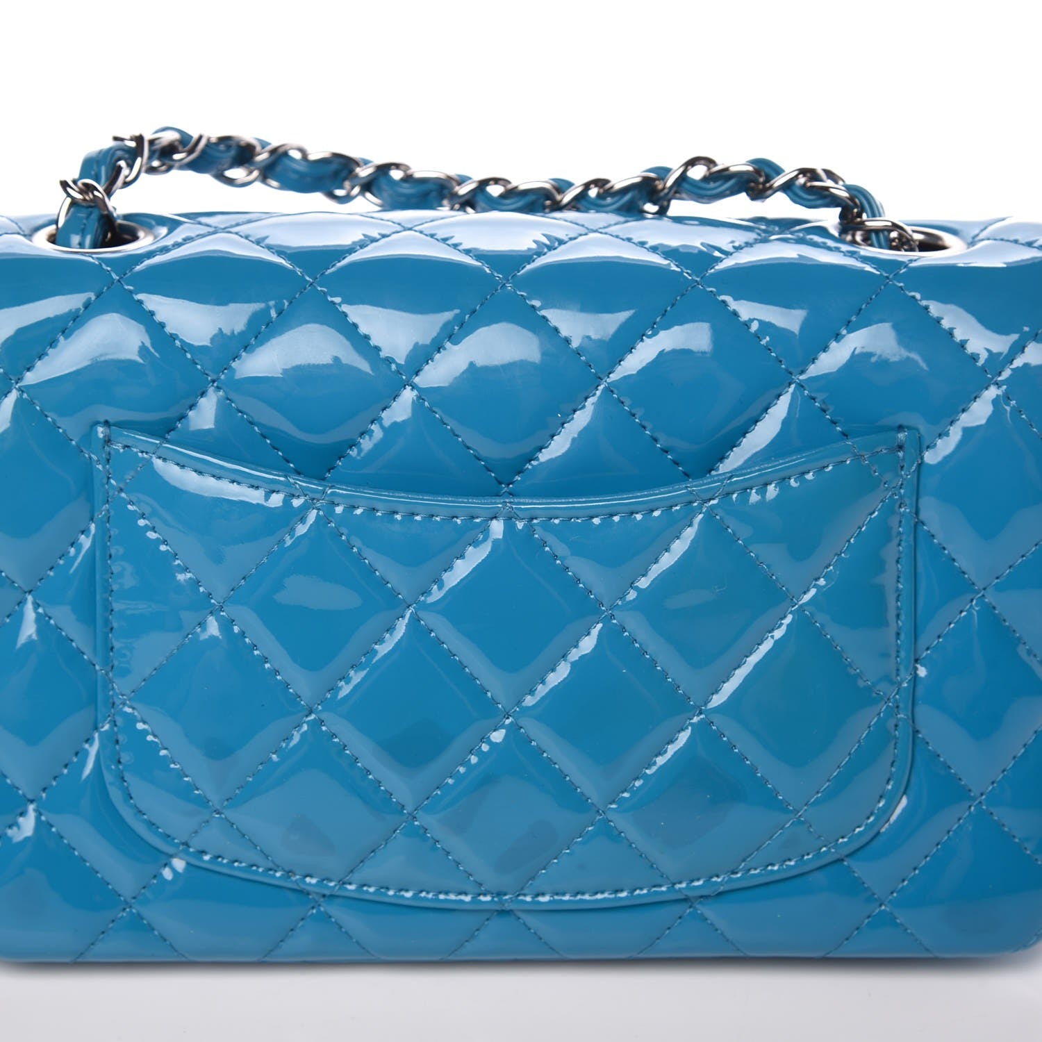 Chanel Patent Quilted Mini Rectangular Flap Turquoise 8 of 8
