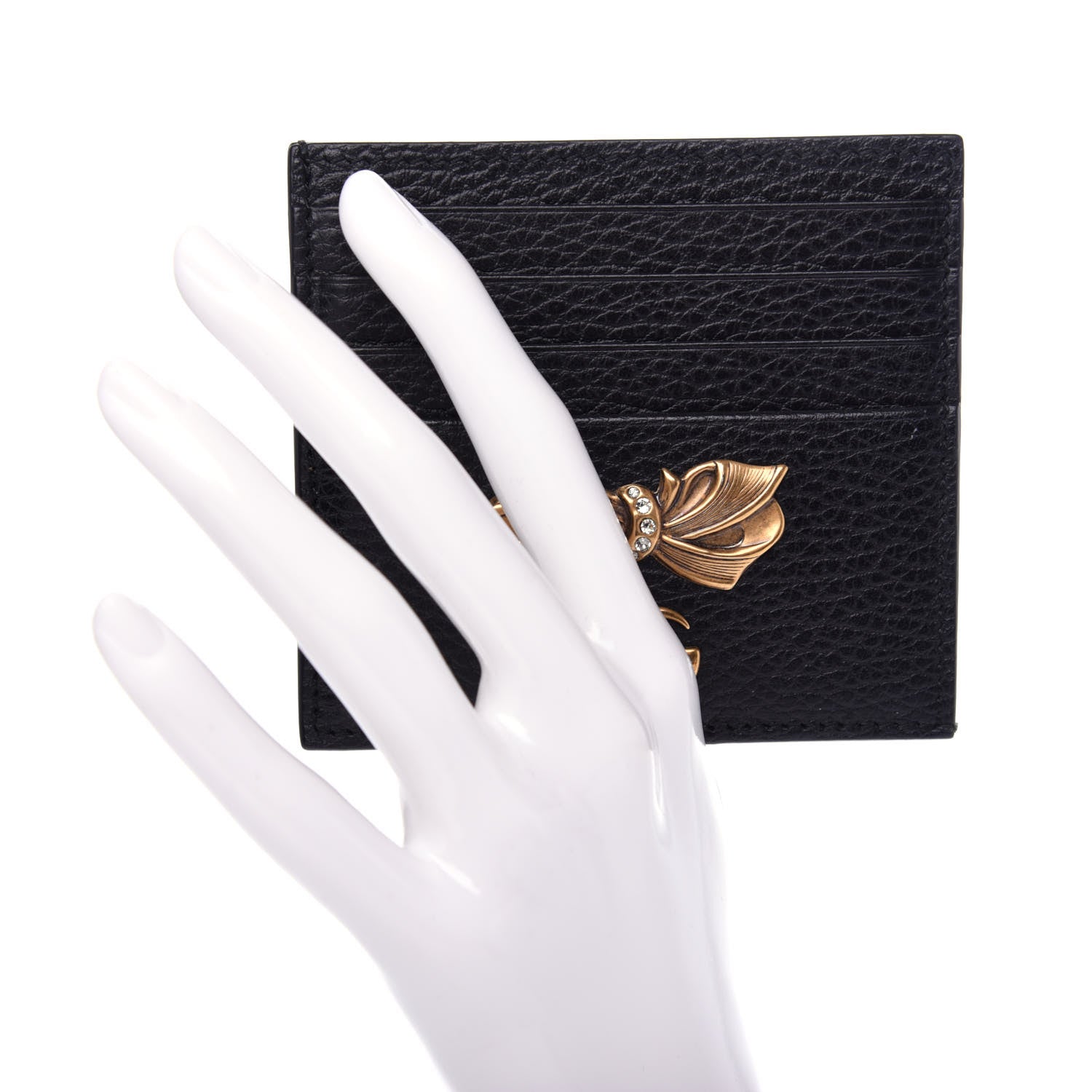 Gucci Calfskin GG Marmont Bow Card Holder Black 2 of 7