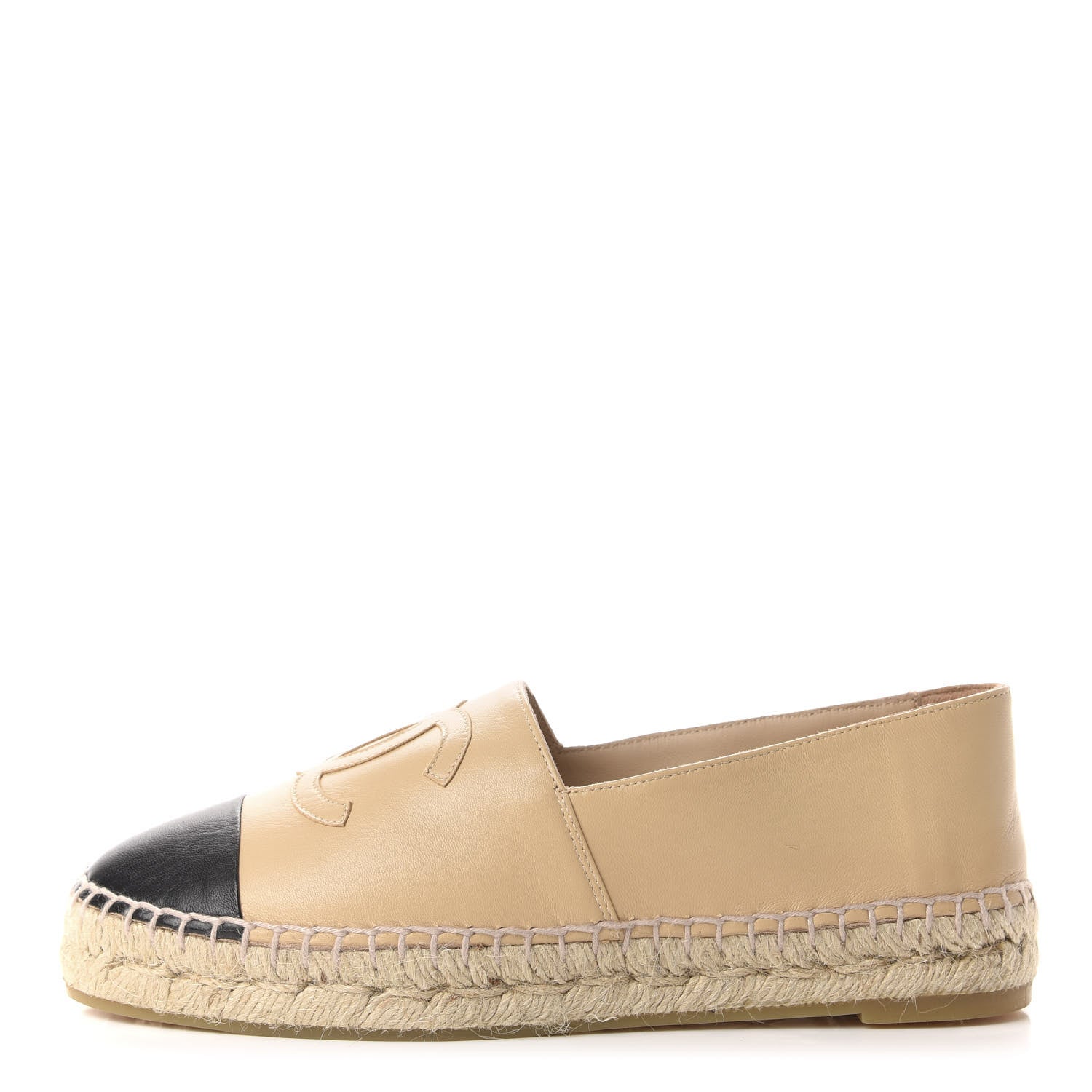 Chanel Lambskin CC Espadrilles 37 Beige Black 1 of 11