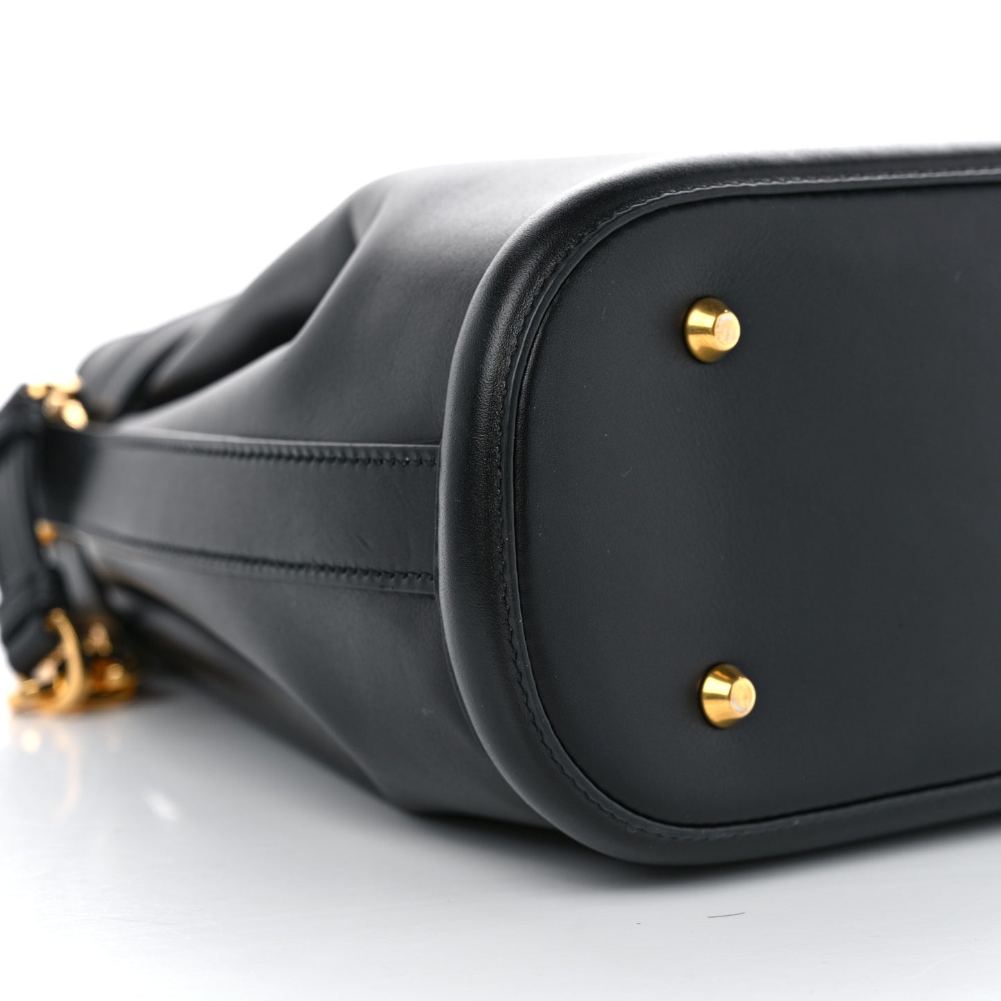 Calfskin CD Embossed Medium C'est Chain Bucket Bag Black