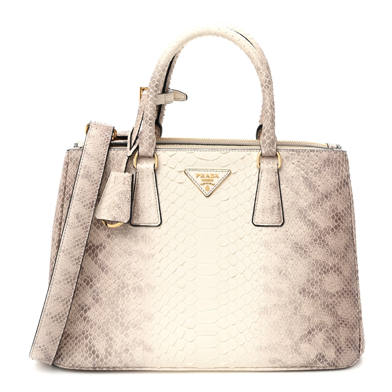 Prada Snakeskin Medium Galleria Double Zip Tote Gradient White 1 of 13