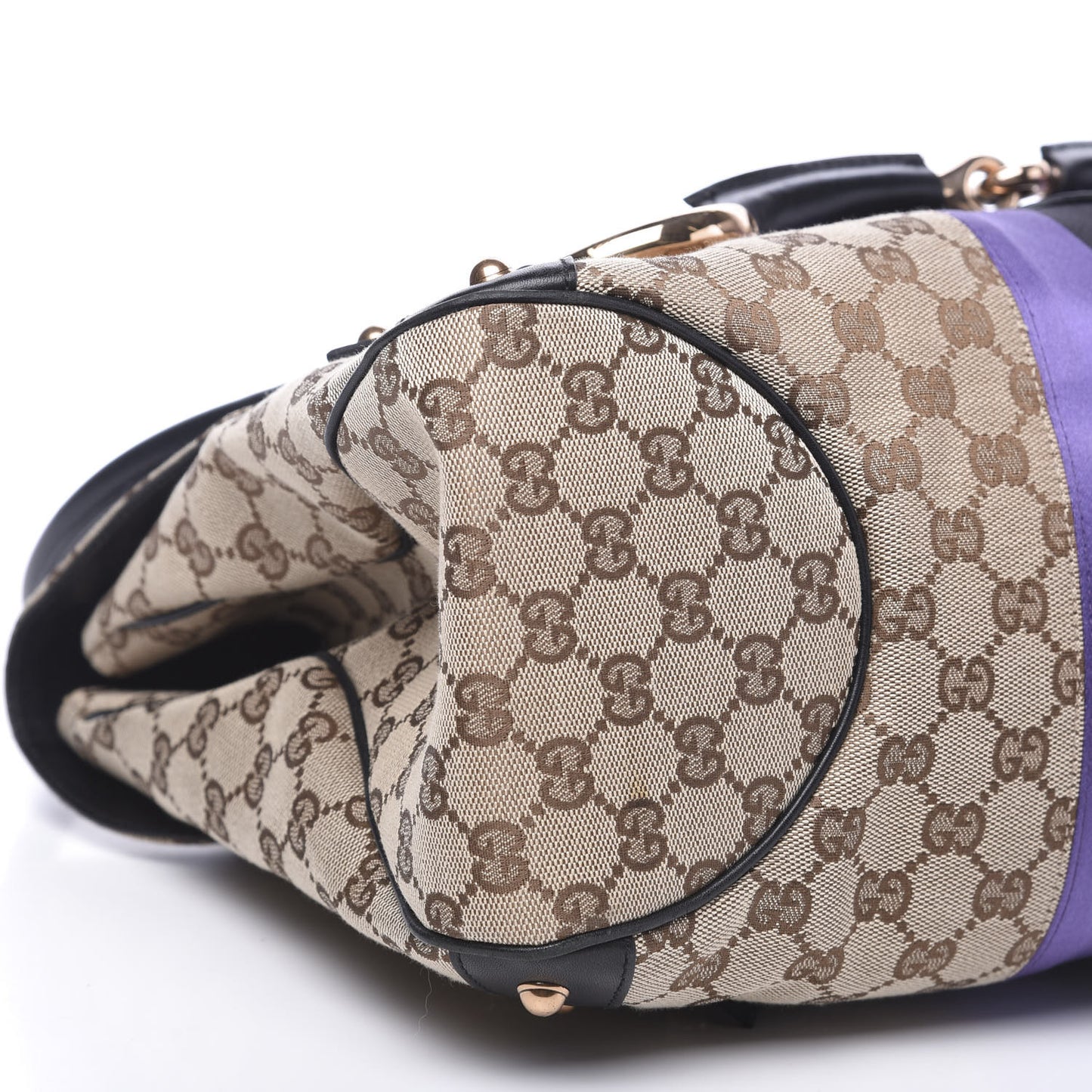 Monogram Horsebit Web Flap Bag Brown Purple