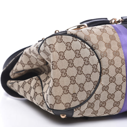 Gucci Monogram Horsebit Web Flap Bag Brown Purple 10 of 16