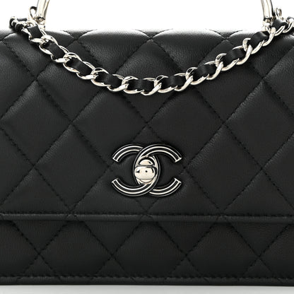 Chanel Lambskin Quilted Metal Top Handle Crossbody Flap Black 8 of 11