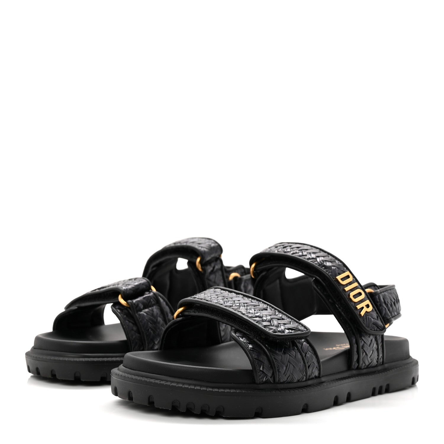 Christian Dior Woven Raffia Jute Dioract 10mm Sandals 38 Black 4 of 9