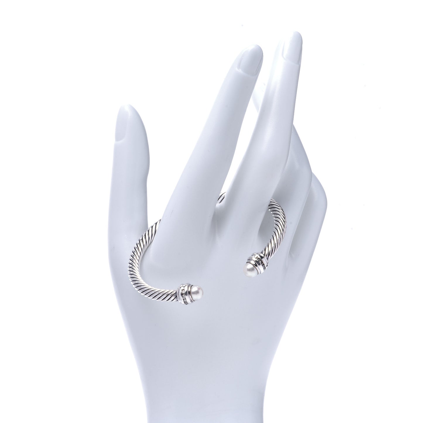 Sterling Silver Diamond Pearl 5mm Cable Classics Princess Bracelet
