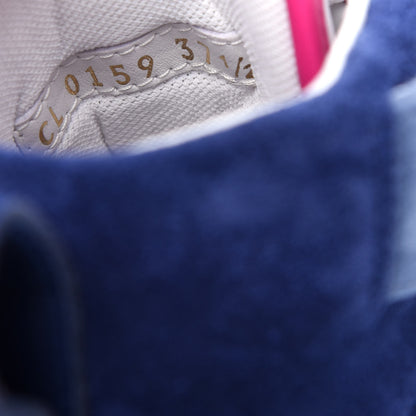 Louis Vuitton Sheepskin Embossed Suede Calfskin Boombox High-Top Sneakers 37.5 White Denim Blue 10 of 10