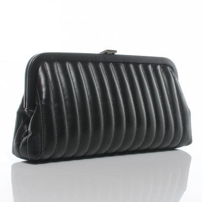 Chanel Lambskin Vertical Quilted Mademoiselle Clutch Black 3 of 7