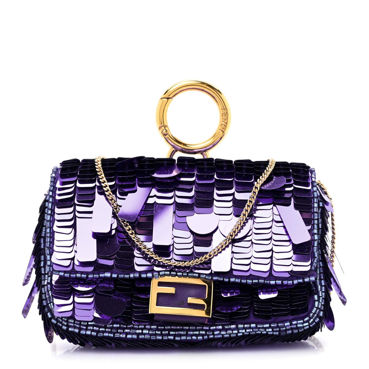 Sequin Paillettes Shiny Nappa Sex and the City Nano Baguette Charm Viola Purple Rain