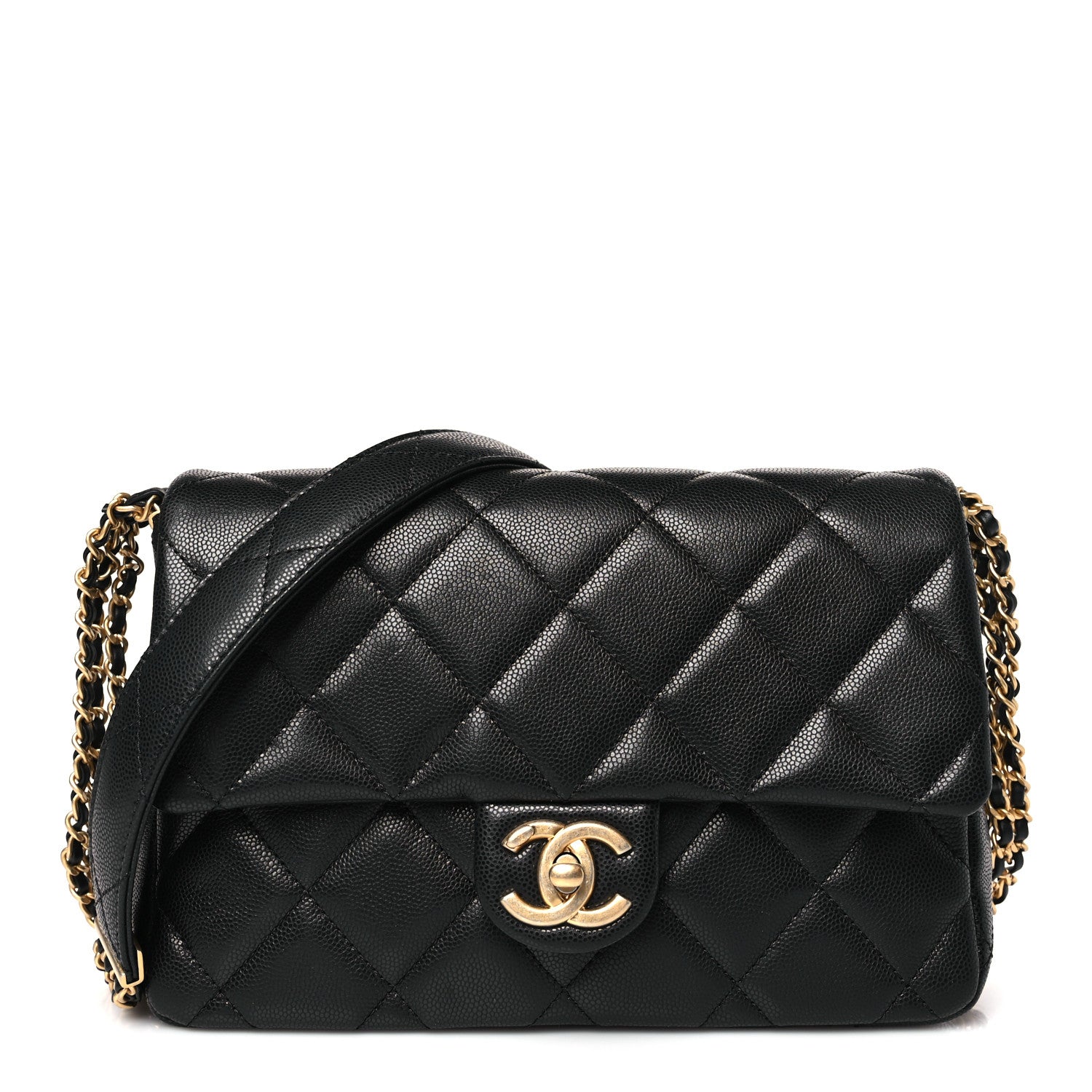 Chanel Caviar Quilted Chain Messenger Flap Bag Black 1 of 9