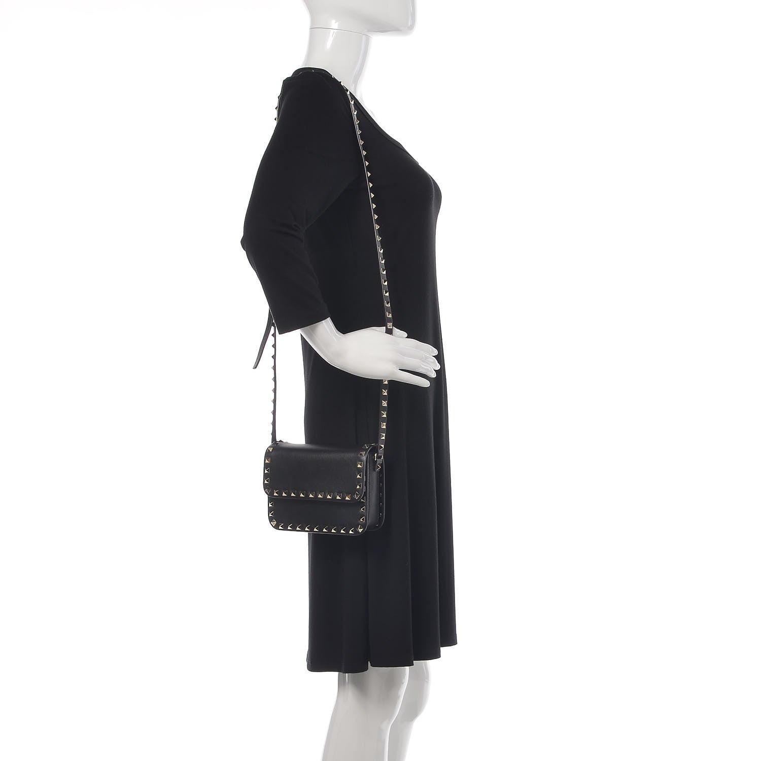 Valentino Garavani Vitello Rockstud Flap Crossbody Bag Black 2 of 9