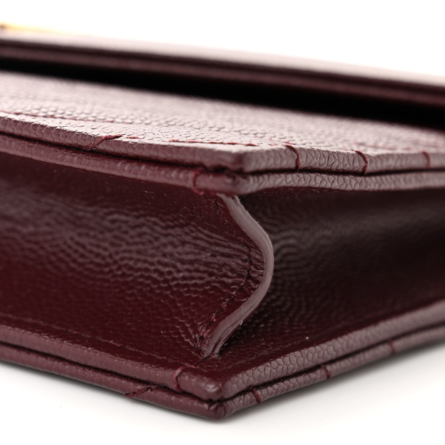 Grain De Poudre Matelasse Chevron Monogram Envelope Chain Wallet Rouge Legion