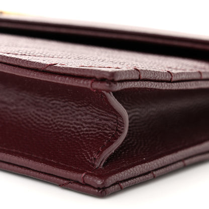 Saint Laurent Grain De Poudre Matelasse Chevron Monogram Envelope Chain Wallet Rouge Legion 10 of 12