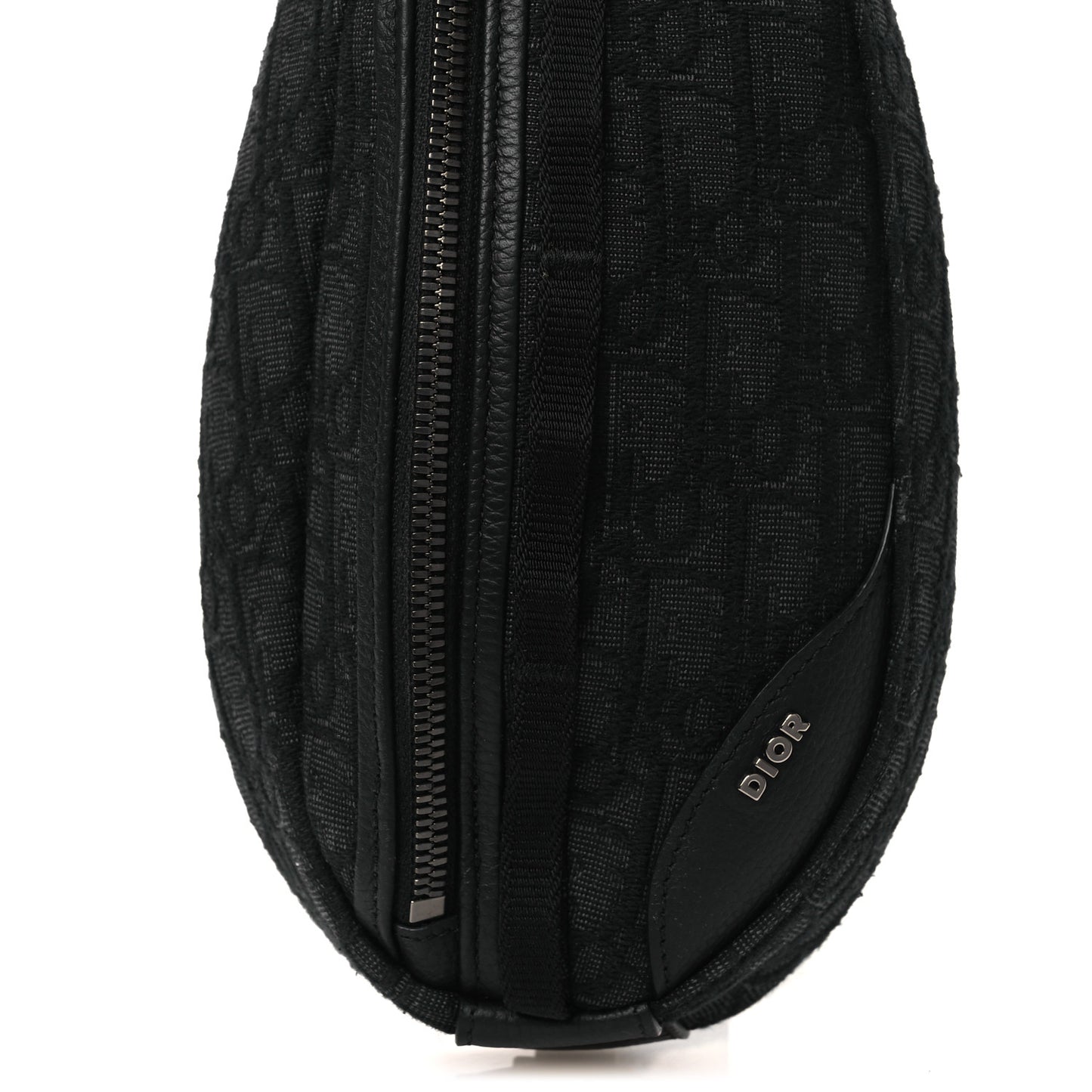 Grained Calfskin Oblique Scarab Sling Bag Black