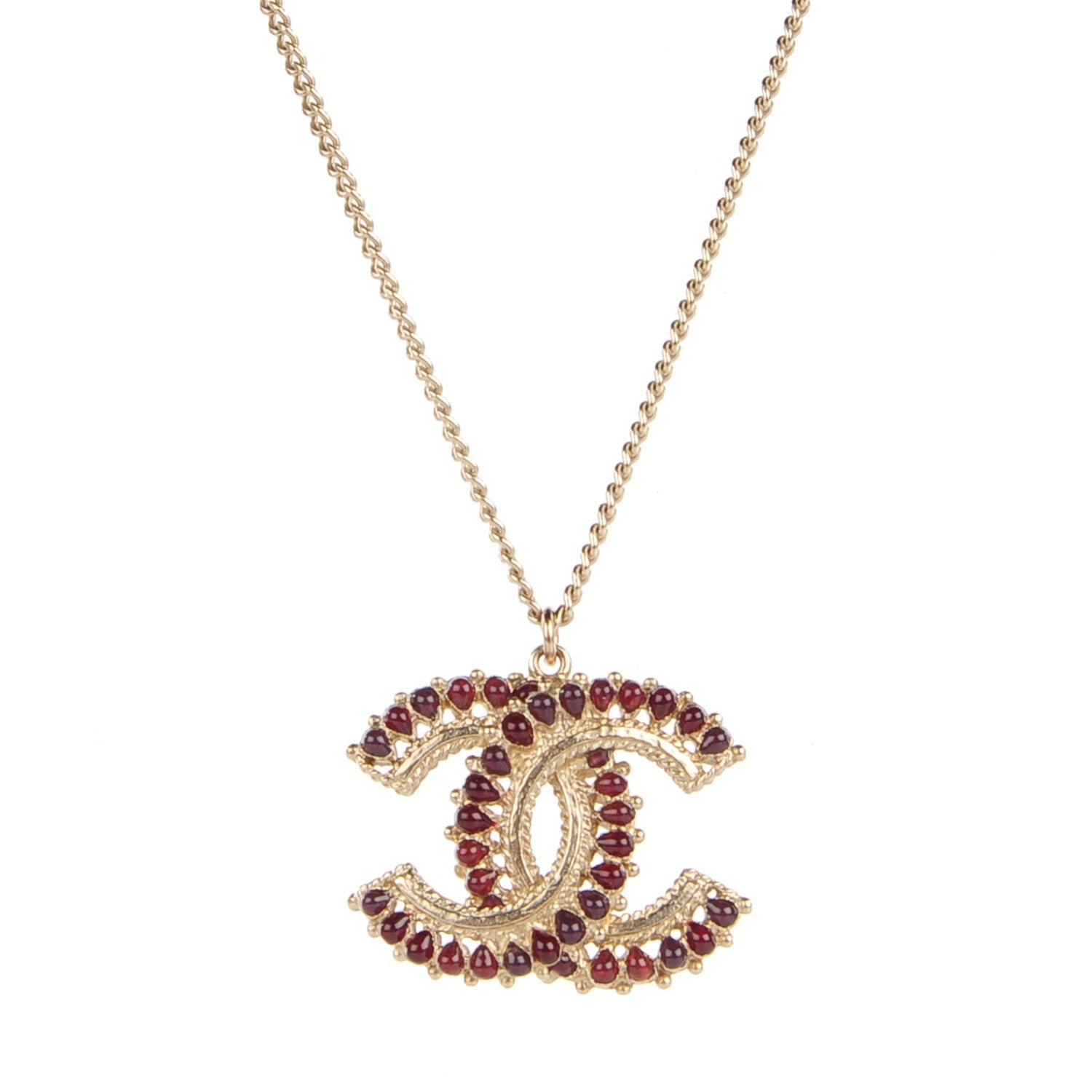 Chanel Resin CC Pendant Necklace Gold 1 of 5