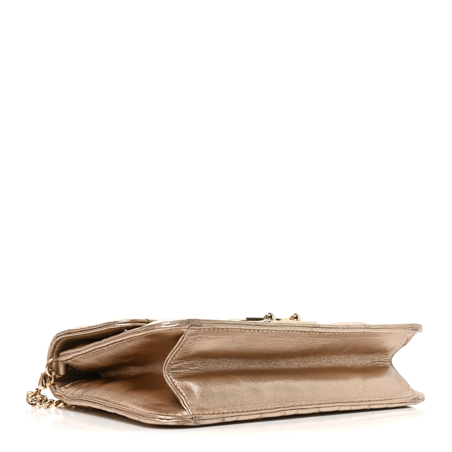 Metallic Lambskin Cannage Miss Dior Promenade Pouch Gold