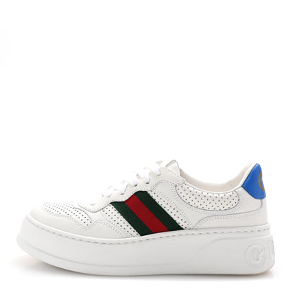 Gucci Calfskin Web Perforated Womens Platform 55mm Sneakers 38.5 White Bright Splash 1 of 10