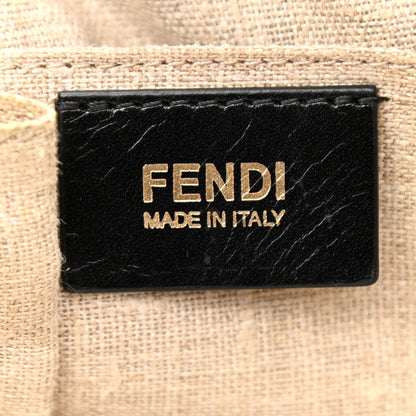 Fendi Pebbled Calfskin Calf Hair Small Chameleon Tote Black Tobacco 6 of 14