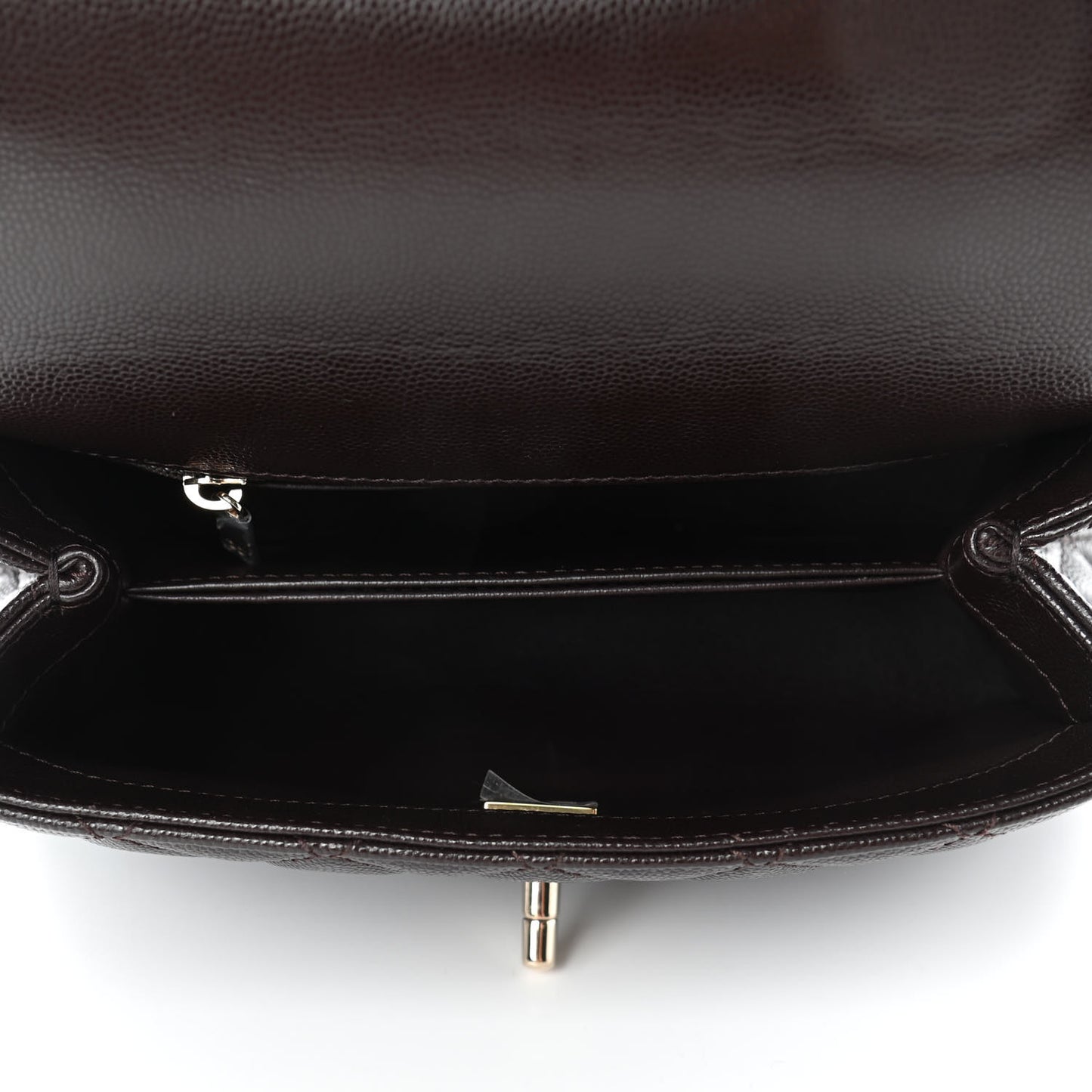 Caviar Quilted Mini Coco Handle Flap Dark Brown