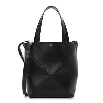 Loewe Shiny Calfskin Mini Puzzle Fold Tote Black 1 of 11