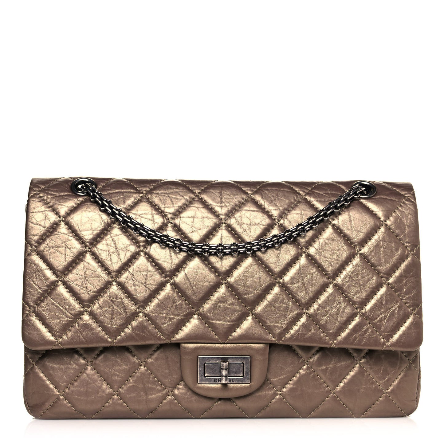 Metallic Aged Calfskin Quilted 2.55 Reissue 227 Flap Dark Gold