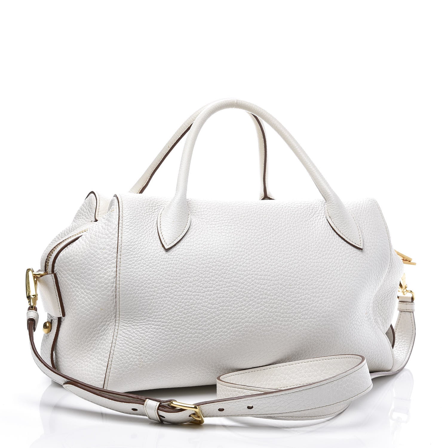Prada Vitello Daino Medium Top Handle Bag White 2 of 13