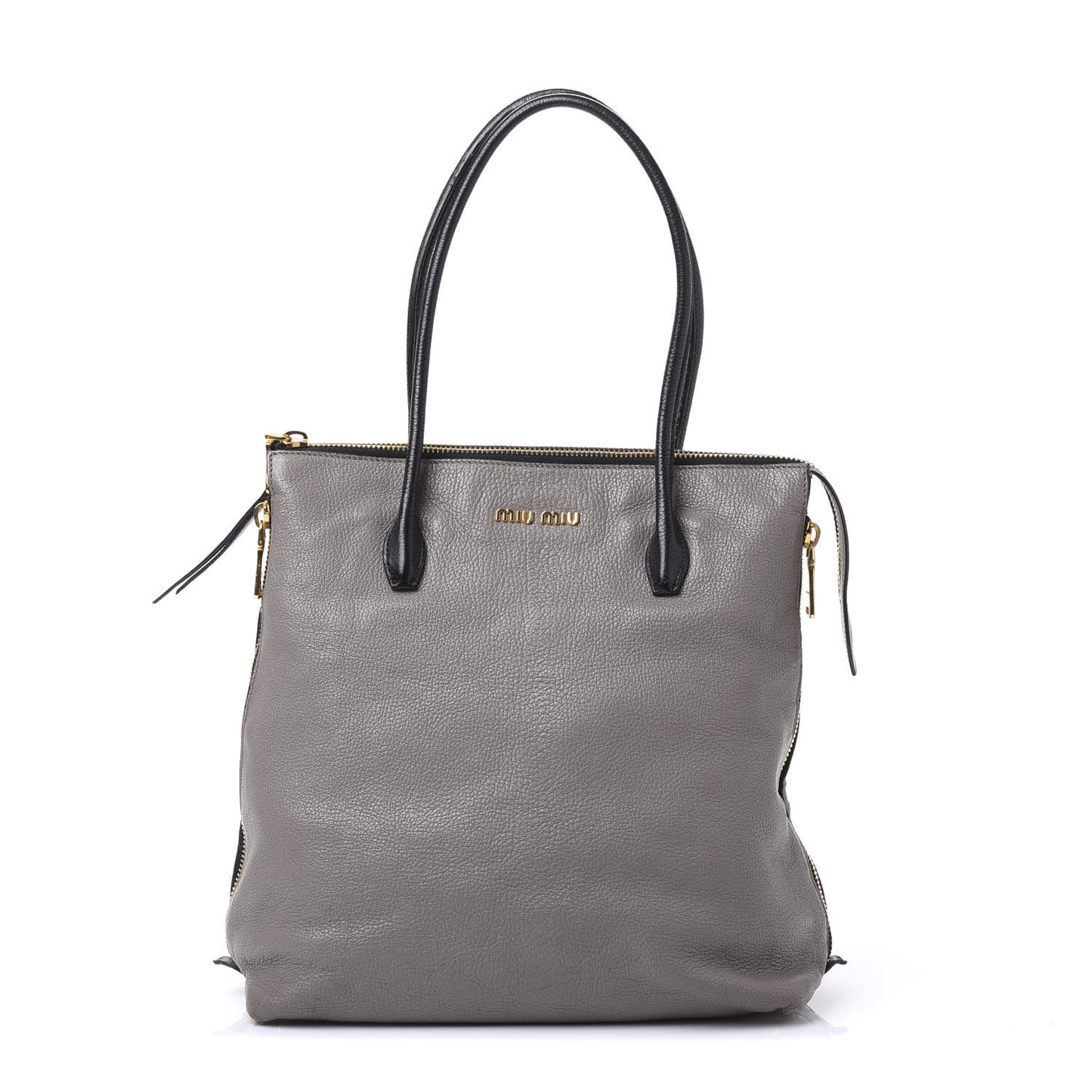 Goatskin Madras Zip Tote Argilla Black