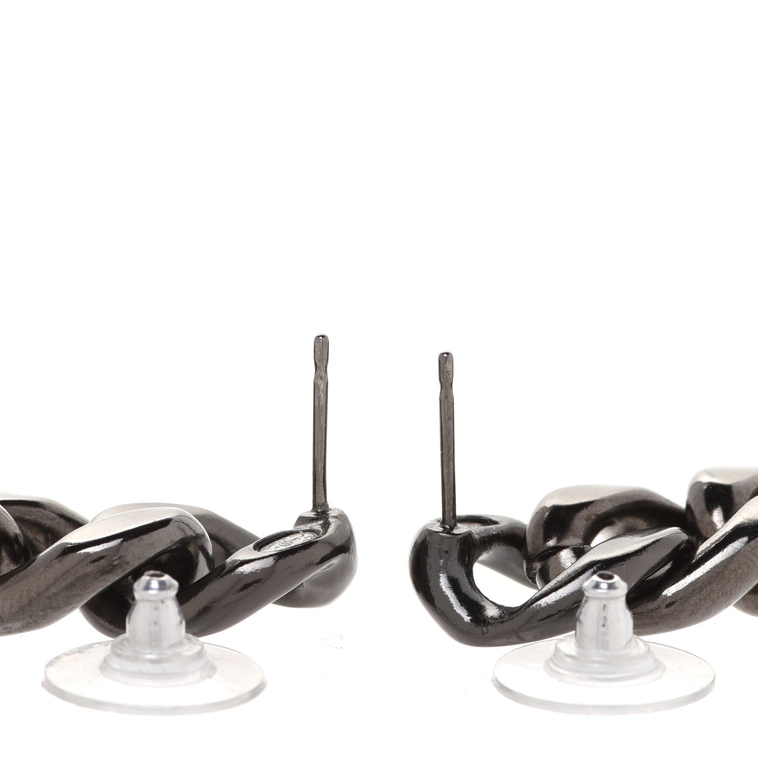 Chanel Metal CC Pick Drop Earrings Ruthenium 3 of 5