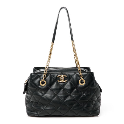 Chanel Calfskin Stitched Medium Retro Chain Tote Black 1 of 12