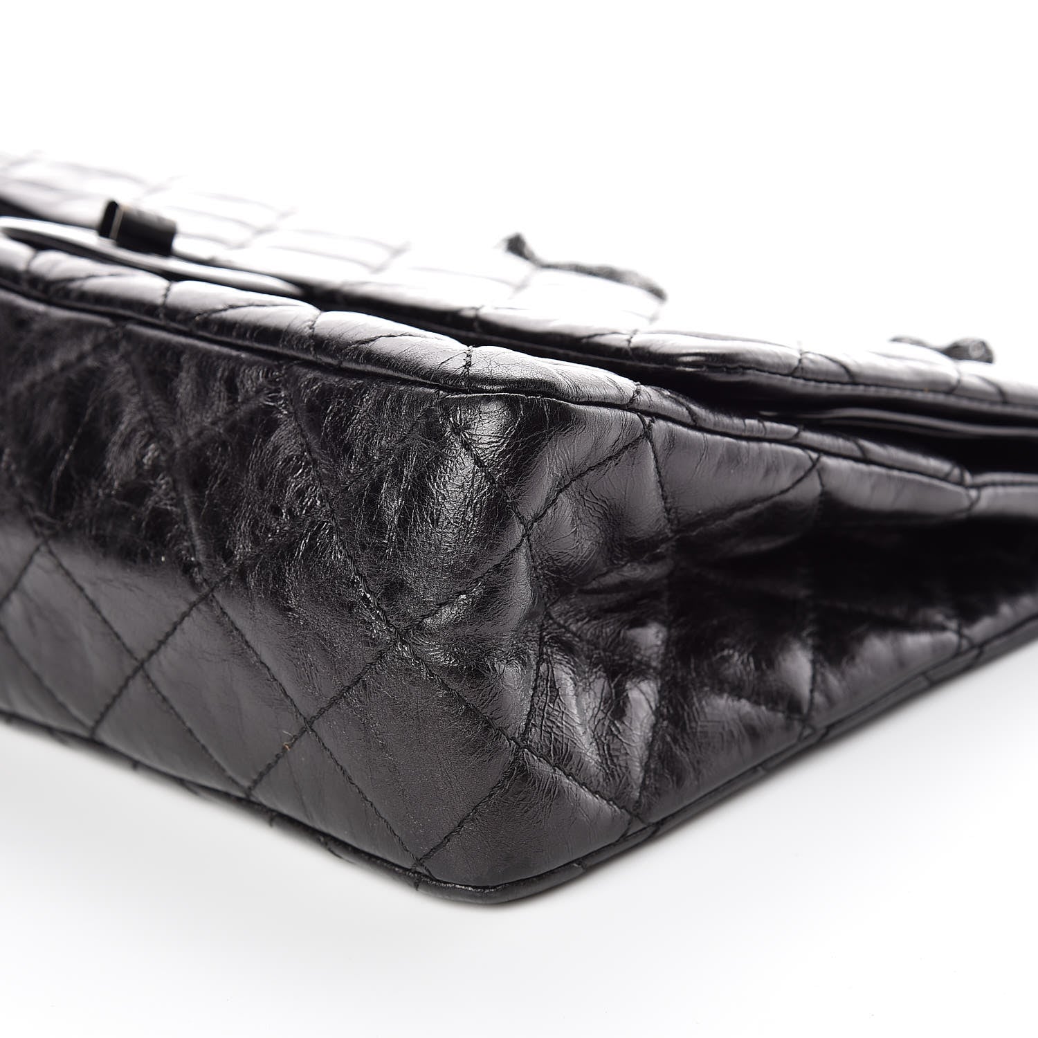 Chanel Glazed Aged Calfskin Quilted 2.55 Reissue 227 Flap So Black 9 of 9