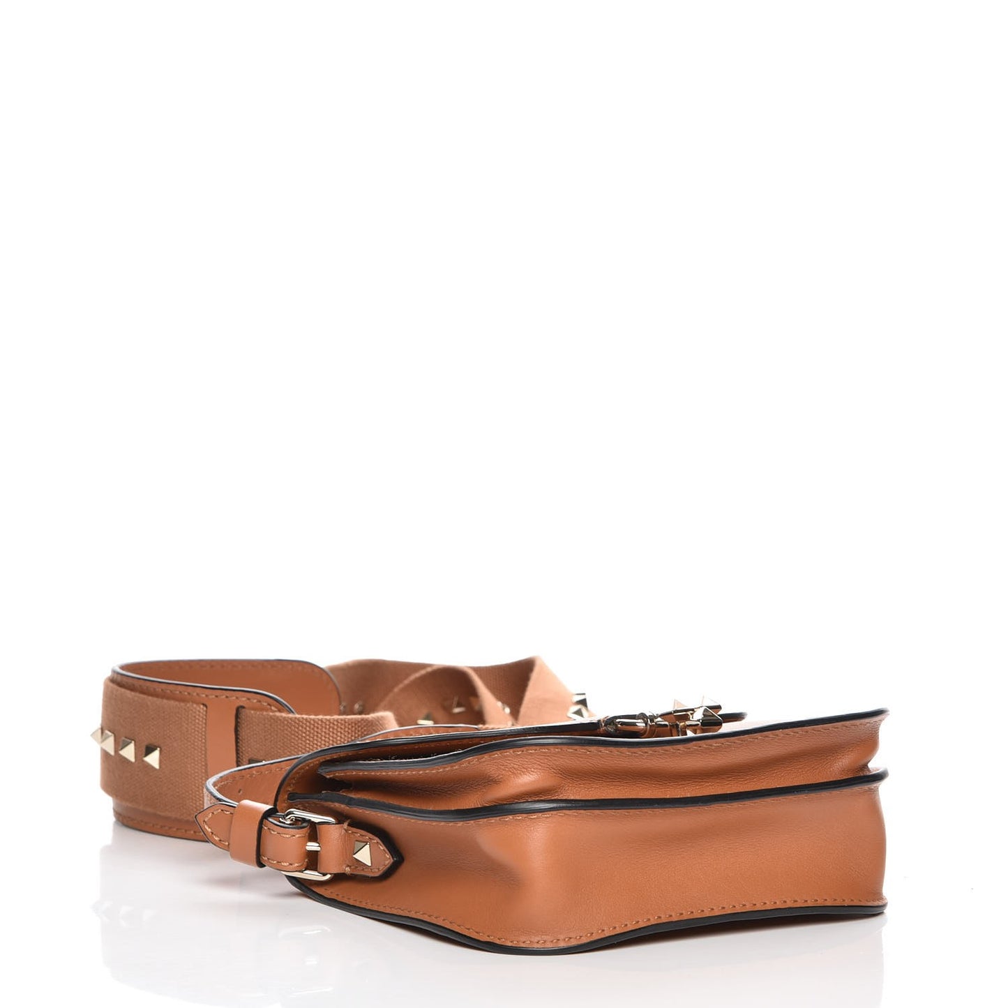 Calfskin Small Rockstud Band Crossbody Bag Light Cuir