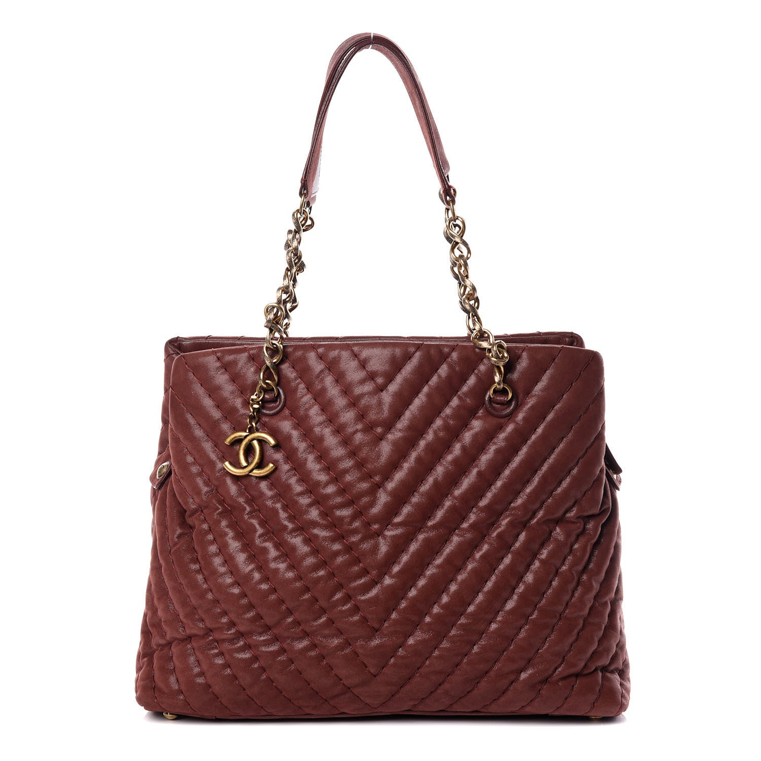 Chanel Iridescent Calfskin Chevron Quilted Surpique Tote Burgundy 1 of 11