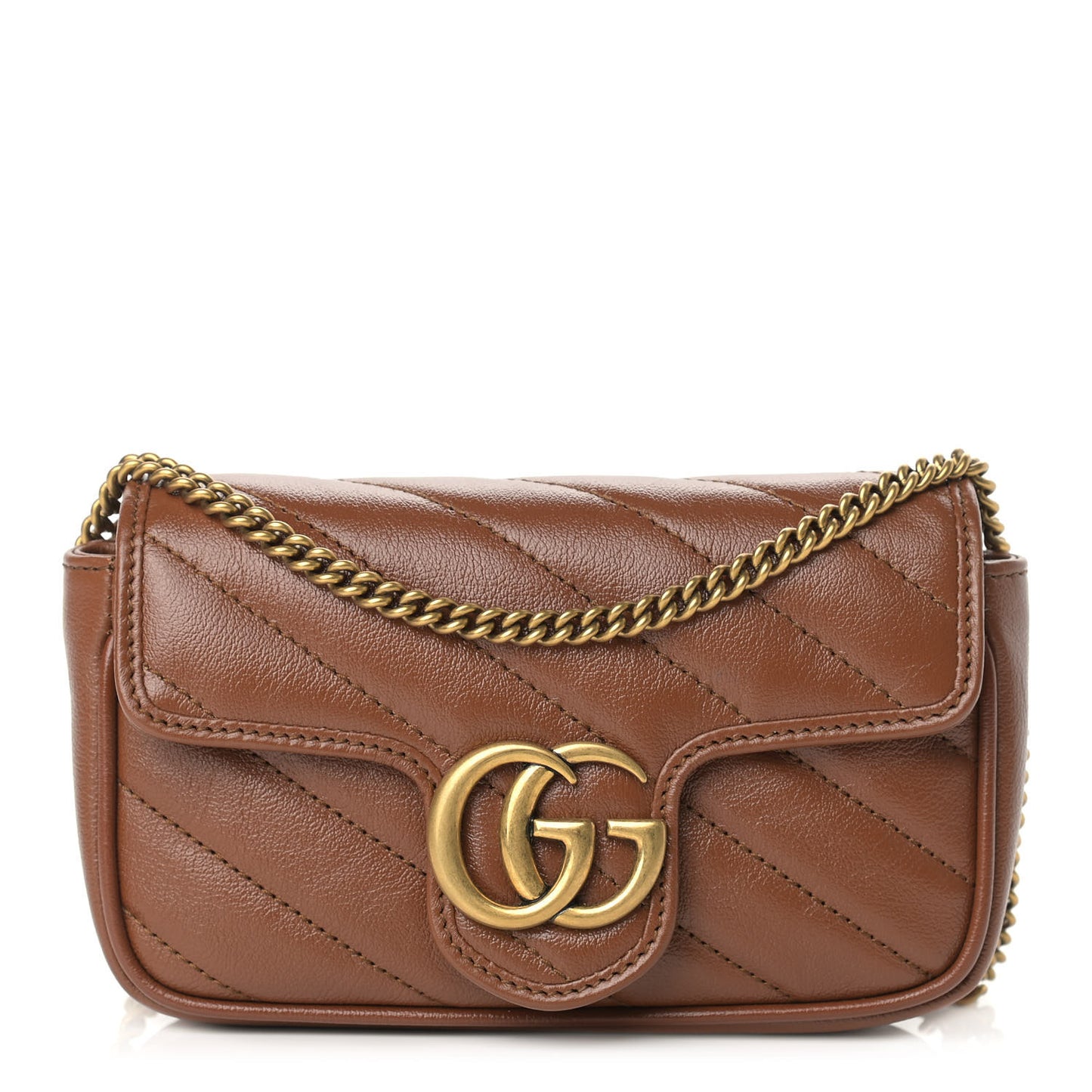 Azalea Calfskin Matelasse Diagonal Super Mini GG Marmont Shoulder Bag Cuir