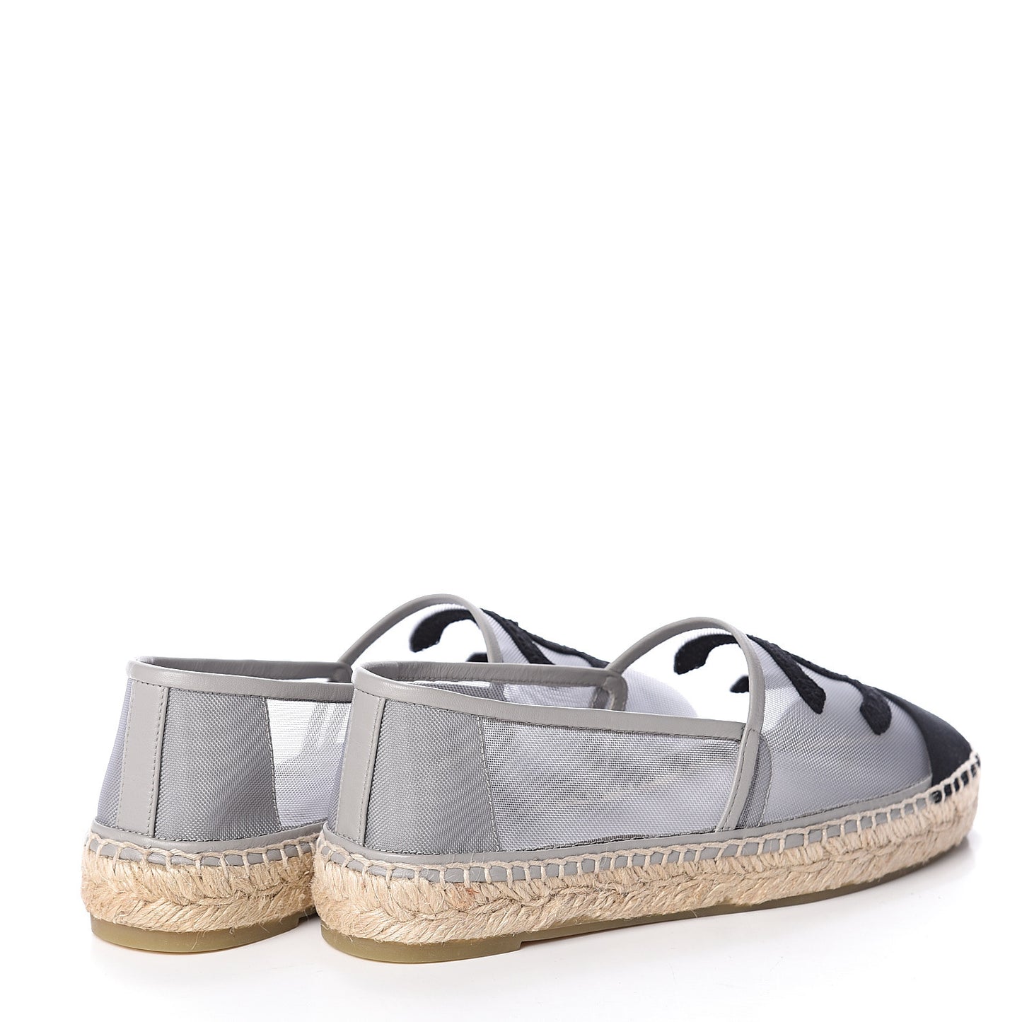 Mesh Grosgrain CC Espadrilles 36 Grey