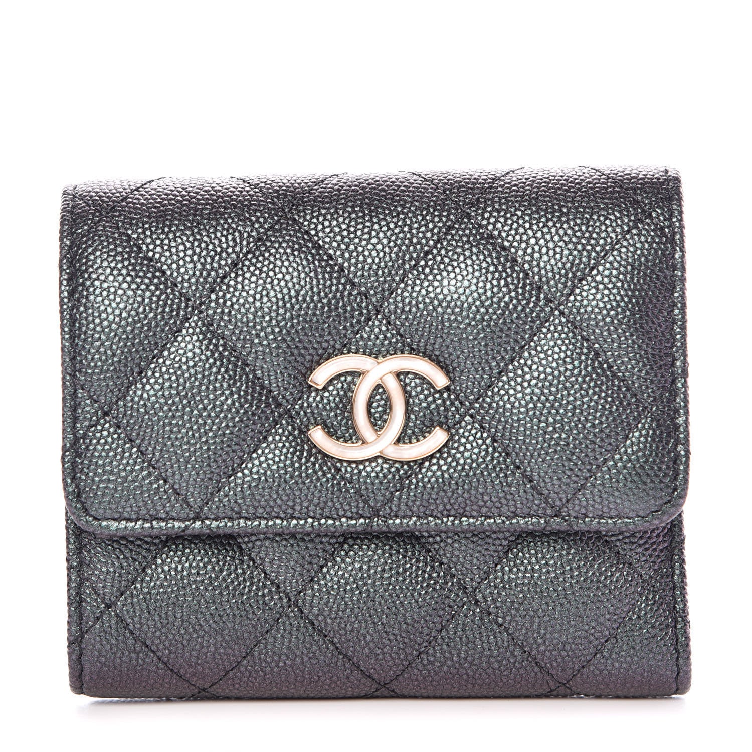 Chanel Iridescent Caviar Quilted Small Wallet Black 1 of 9