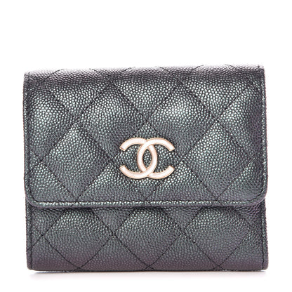 Chanel Iridescent Caviar Quilted Small Wallet Black 1 of 9