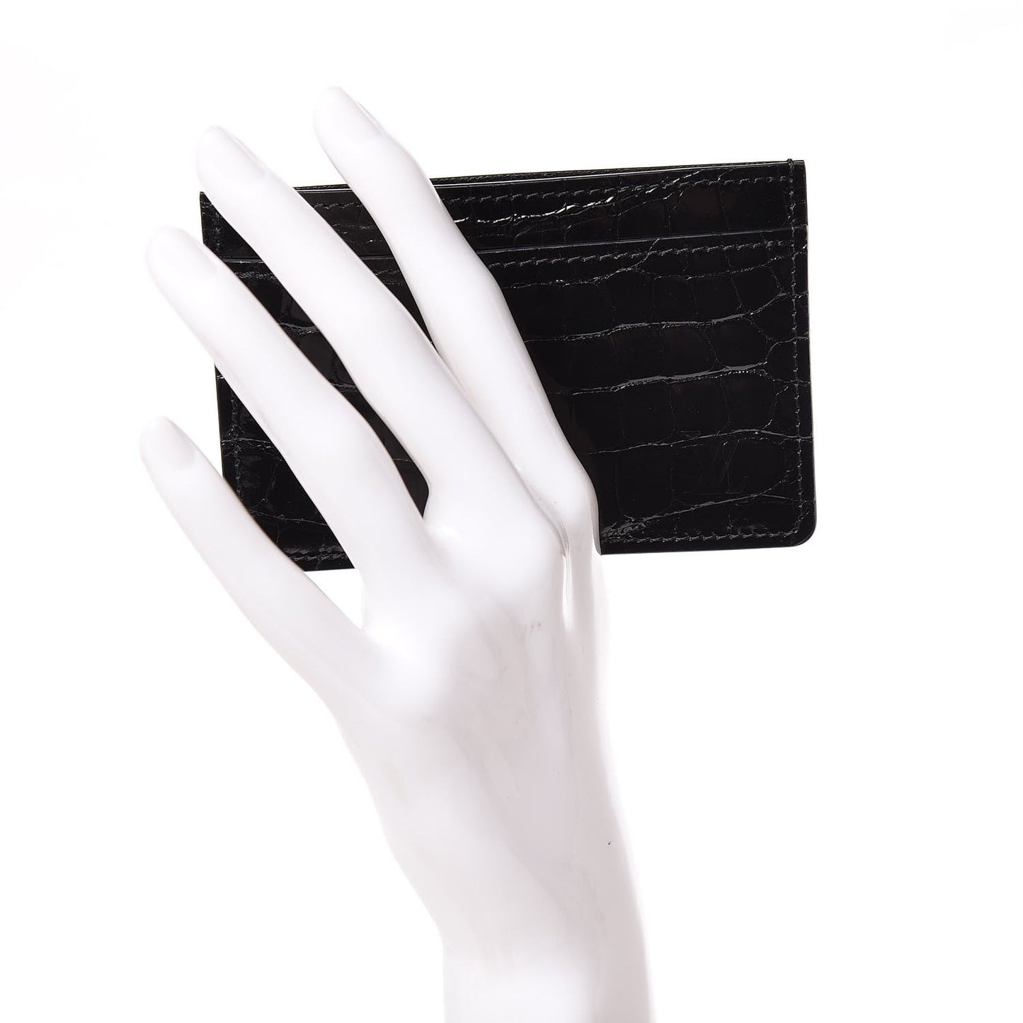 Crocodile Double Card Holder Black